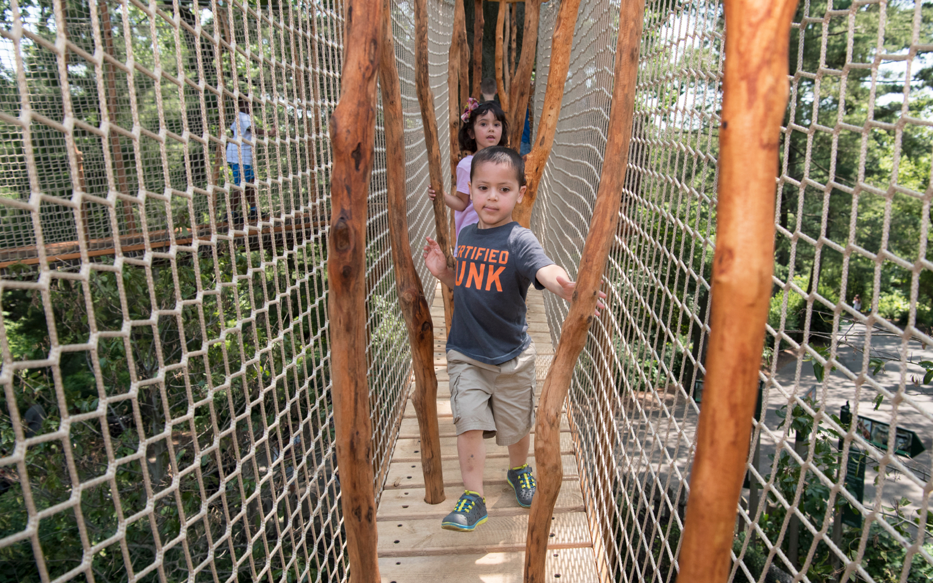 kids running through the nature trek