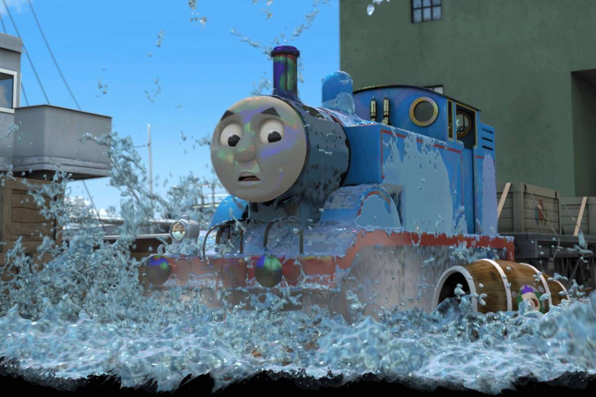 thomas the tank covered in oil