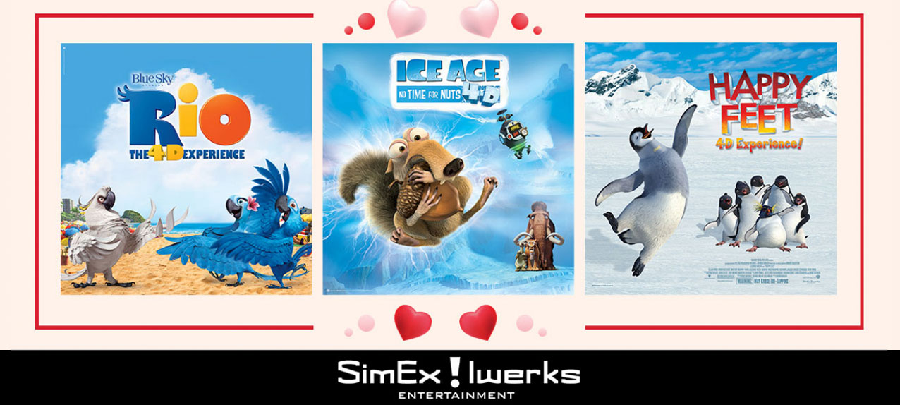 fall in love with 4d banner with rio and happy feet art