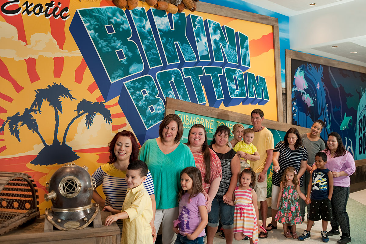 Families in line at Moody Gardens to see SpongeBob