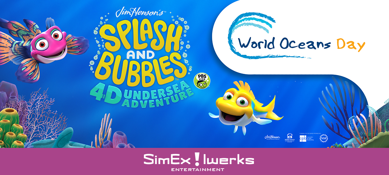 world oceans day splash and bubbles 4d banner